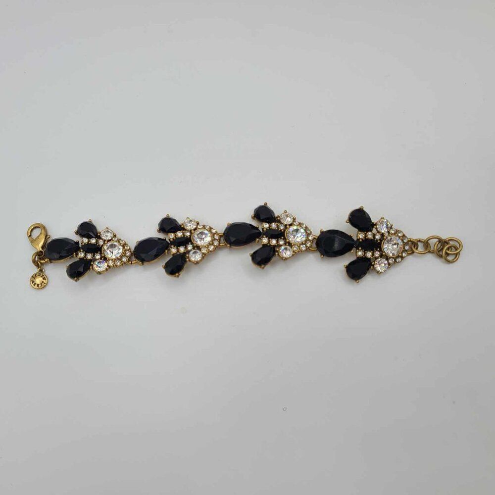 J Crew Clear Crystal and Black Resin Statement Bracelet